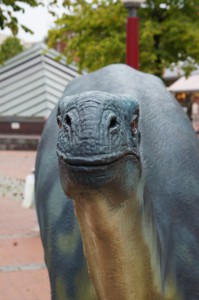 Nahaufnahme eines Dinosauriergesichts